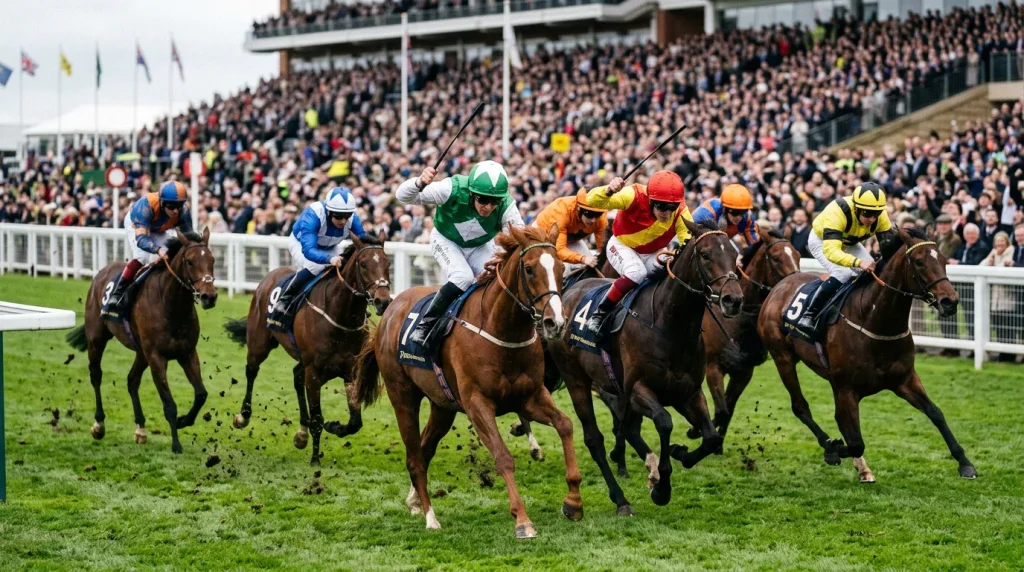 Live horse racing in-play betting odds updating on a mobile screen during a race