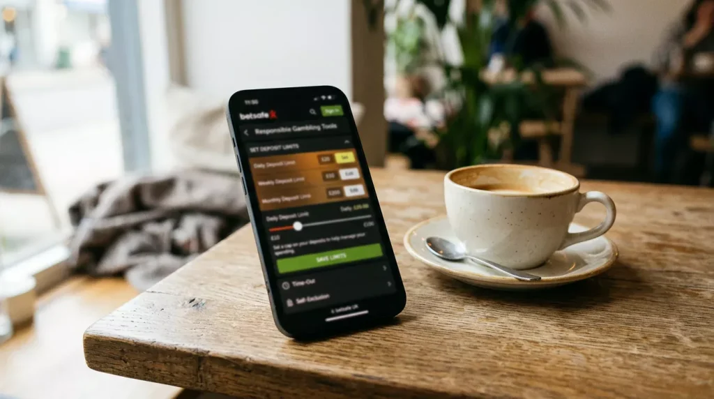Responsible gambling tools displayed on a UK bookmaker app screen