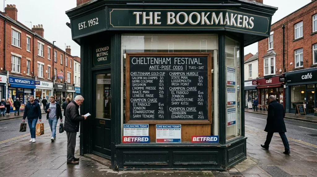 Tote betting counter at a UK racecourse showing pool totals and dividends